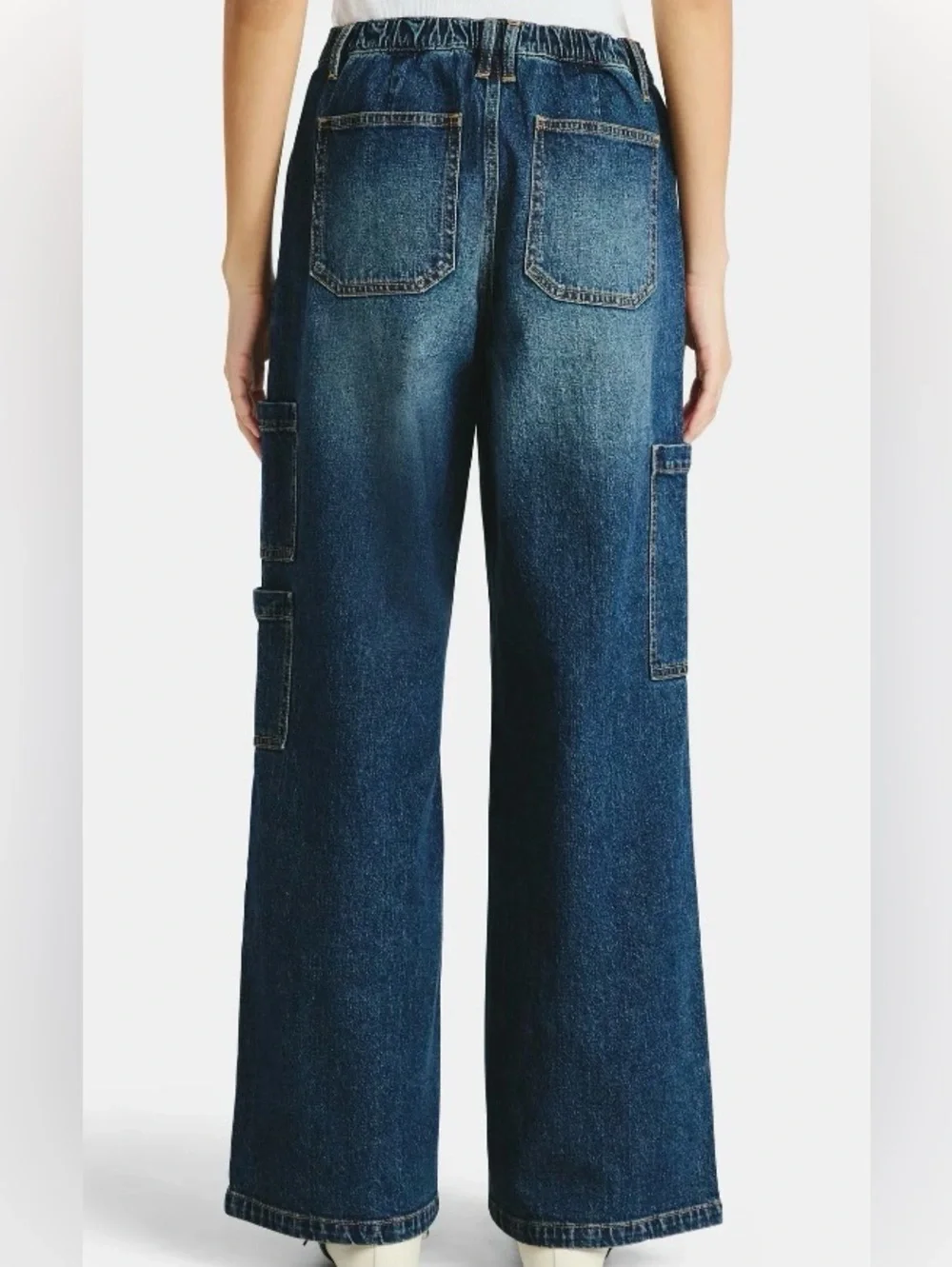 No Boundaries Dark Blue Stretch Denim Wide Leg Jeans - Picture 3 of 12